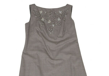 YOSHIE INABA Beaded Sleeveless Dress Gray Size 9