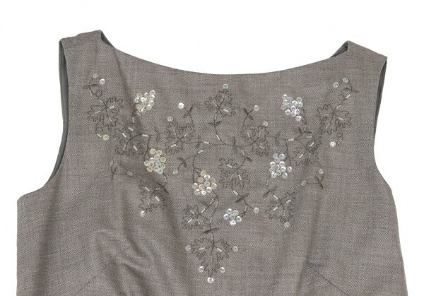 YOSHIE INABA Beaded Sleeveless Dress Gray Size 9