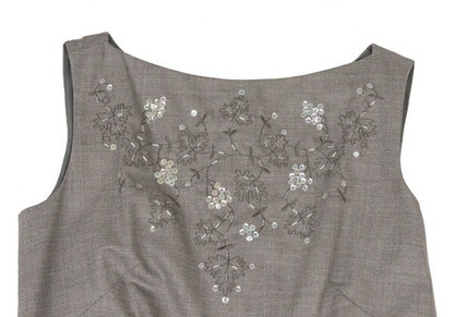 YOSHIE INABA Beaded Sleeveless Dress Gray Size 9