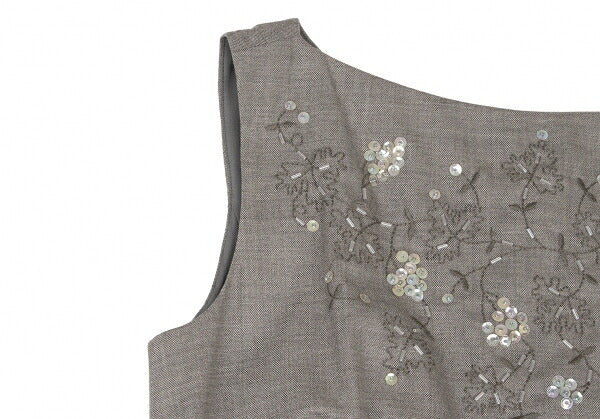 YOSHIE INABA Beaded Sleeveless Dress Gray Size 9