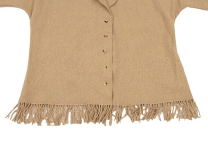 YOSHIE INABA Wool Fringe Hem Jacket Beige Size M