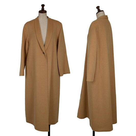 YOSHIE INABA Shaggy Wool Shawl Collar Coat Beige Size 9