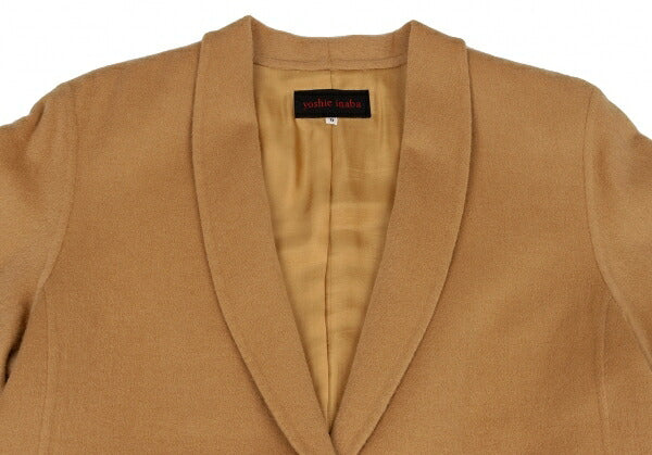 YOSHIE INABA Shaggy Wool Shawl Collar Coat Beige Size 9