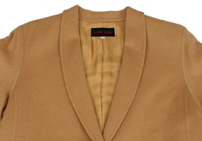 YOSHIE INABA Shaggy Wool Shawl Collar Coat Beige Size 9