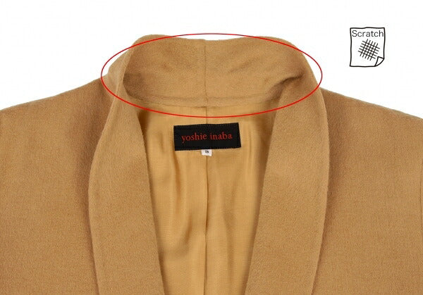 YOSHIE INABA Shaggy Wool Shawl Collar Coat Beige Size 9