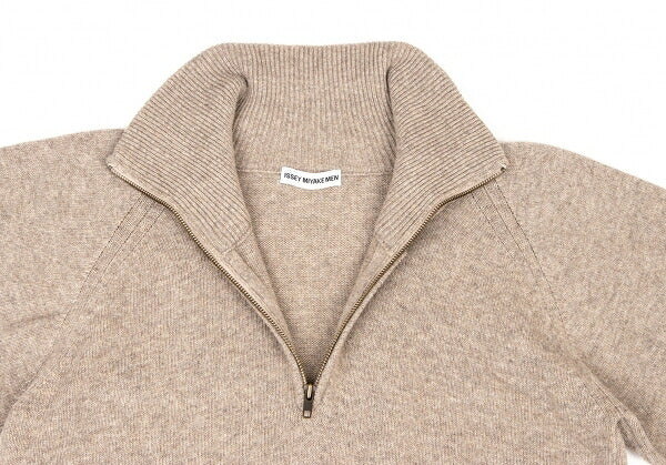 ISSEY MIYAKEMEN Wool Poly High Neck Half Knit Mocha Size M