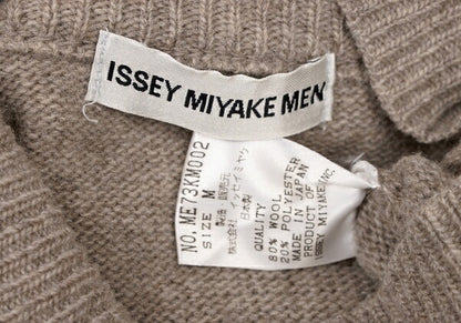 ISSEY MIYAKEMEN Wool Poly High Neck Half Knit Mocha Size M