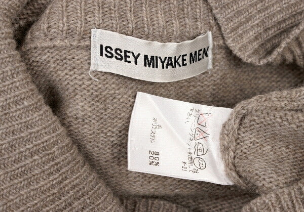 ISSEY MIYAKEMEN Wool Poly High Neck Half Knit Mocha Size M