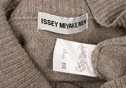 ISSEY MIYAKEMEN Wool Poly High Neck Half Knit Mocha Size M