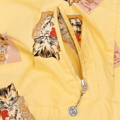 PINK HOUSE Cat Print Pullover Short Dress Yellow Size L