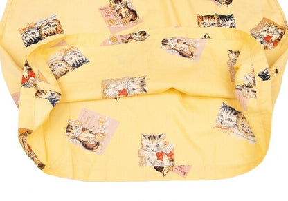 PINK HOUSE Cat Print Pullover Short Dress Yellow Size L
