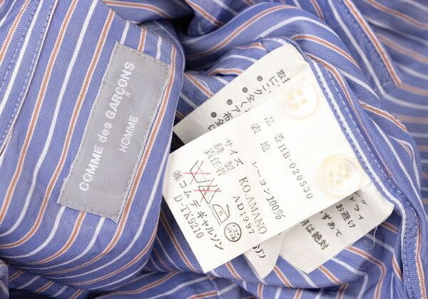 COMME des GARCONS HOMME Rayon Stripe Tuck Shirt Blue Size M