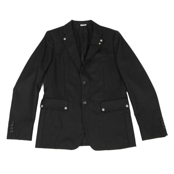 CDG Homme Deux Wool Houndstooth Snap Jacket Black Size S