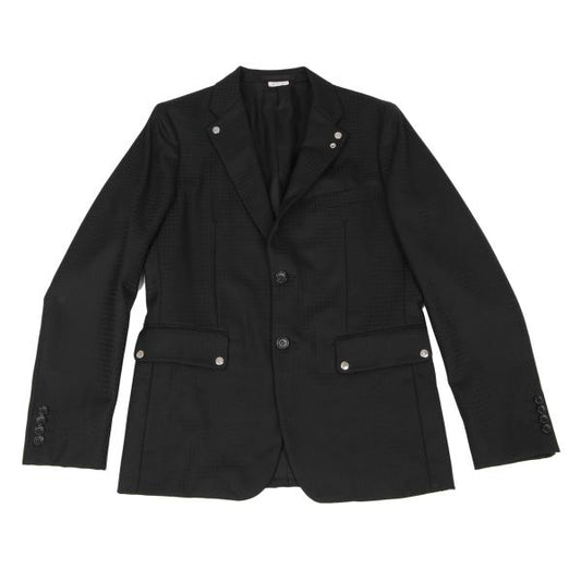 CDG Homme Deux Wool Houndstooth Snap Jacket Black Size S