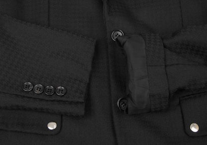 CDG Homme Deux Wool Houndstooth Snap Jacket Black Size S