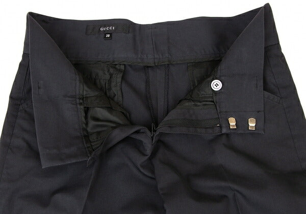GUCCI Black Cotton Silk Center Press Pants Size 38