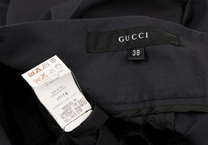 GUCCI Black Cotton Silk Center Press Pants Size 38