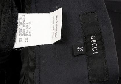 GUCCI Black Cotton Silk Center Press Pants Size 38