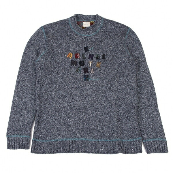 Karl Helmut Purple Wool Silk Alphabet Patch Sweater Size L