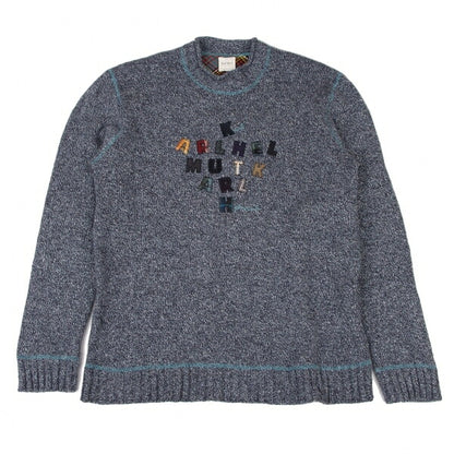 Karl Helmut Purple Wool Silk Alphabet Patch Sweater Size L