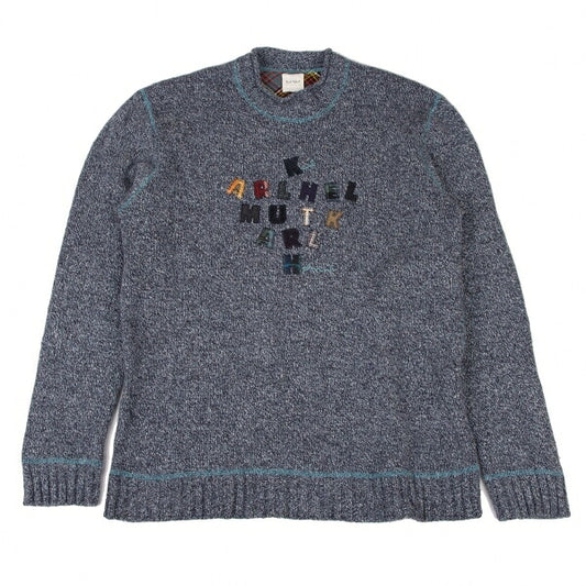 Karl Helmut Purple Wool Silk Alphabet Patch Sweater Size L
