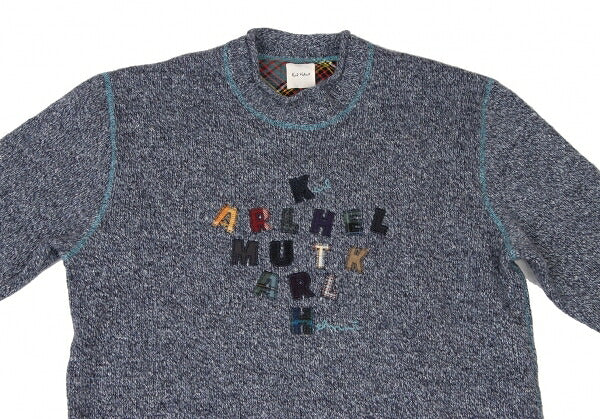 Karl Helmut Purple Wool Silk Alphabet Patch Sweater Size L