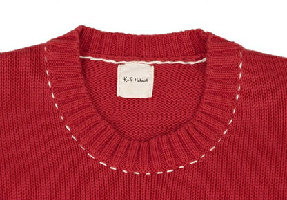 Karl Helmut Logo Cotton Knit Sweater Red Size M