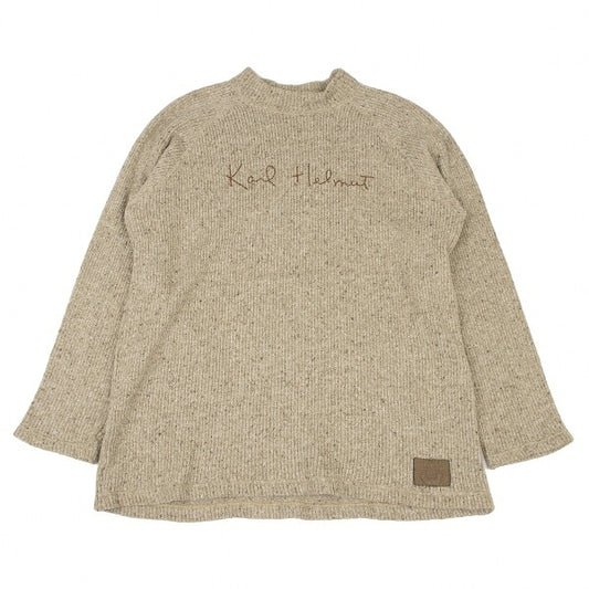 Karl Helmut Logo Stitch Raglan Knit Sweater Beige Size L