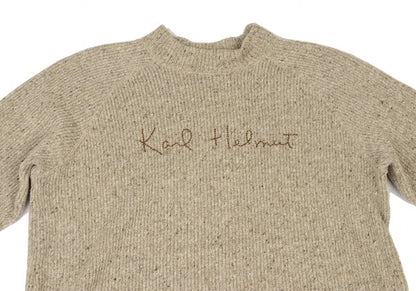 Karl Helmut Logo Stitch Raglan Knit Sweater Beige Size L