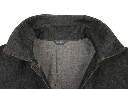 PINK HOUSE Logo Embroidered Taping Denim Jacket Black Size M