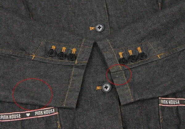 PINK HOUSE Logo Embroidered Taping Denim Jacket Black Size M