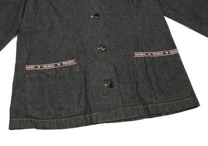 PINK HOUSE Logo Embroidered Taping Denim Jacket Black Size M