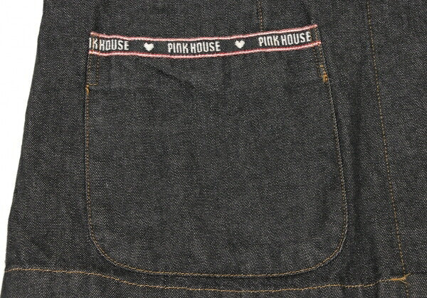 PINK HOUSE Logo Embroidered Taping Denim Jacket Black Size M