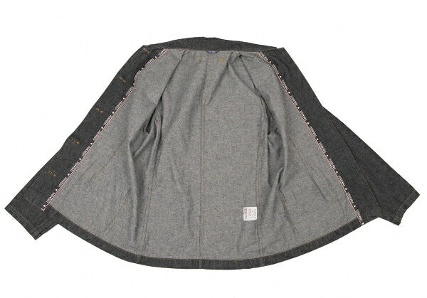 PINK HOUSE Logo Embroidered Taping Denim Jacket Black Size M