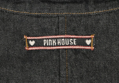 PINK HOUSE Logo Embroidered Taping Denim Jacket Black Size M