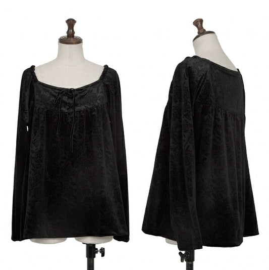 PINK HOUSE Floral Flocky Velour Blouse Black Size M