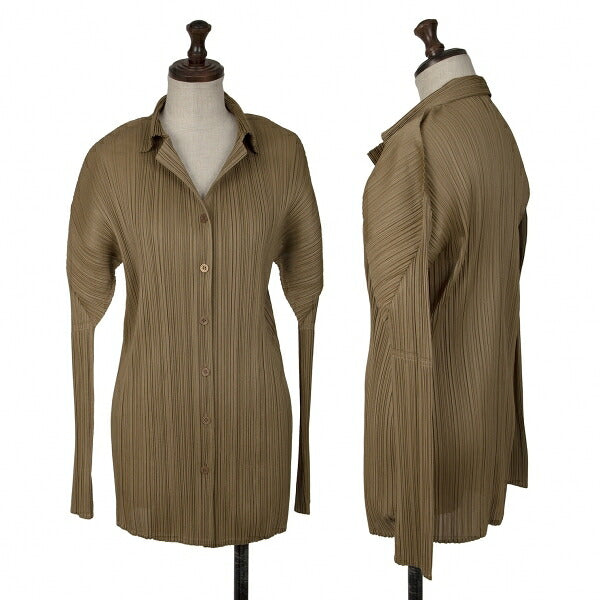 PLEATS PLEASE Pleated Cardigan Brown Polyester Size 3