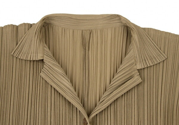 PLEATS PLEASE Pleated Cardigan Brown Polyester Size 3