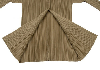 PLEATS PLEASE Pleated Cardigan Brown Polyester Size 3