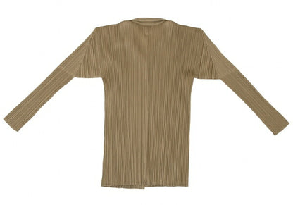 PLEATS PLEASE Pleated Cardigan Brown Polyester Size 3
