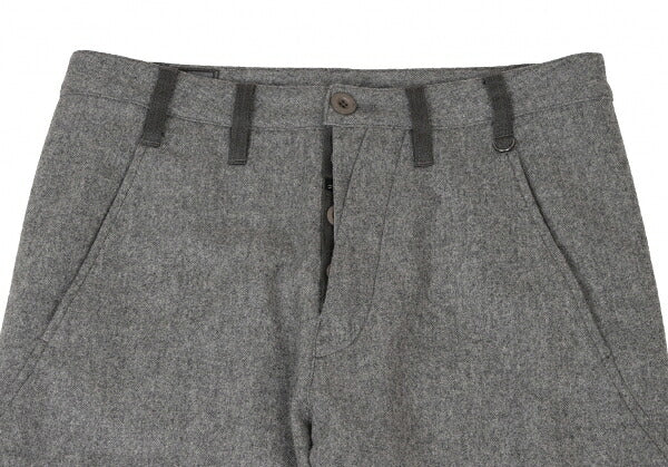 MARITHE Wool Rib Hem Belted Pants Gray Size M