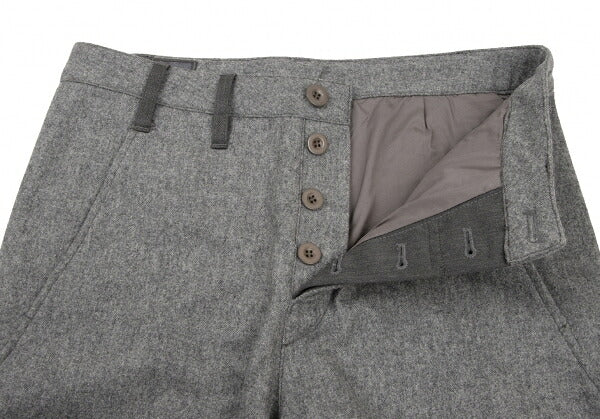 MARITHE Wool Rib Hem Belted Pants Gray Size M