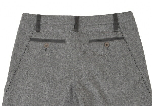 MARITHE Wool Rib Hem Belted Pants Gray Size M
