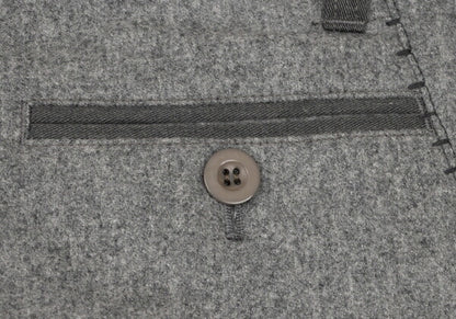 MARITHE Wool Rib Hem Belted Pants Gray Size M