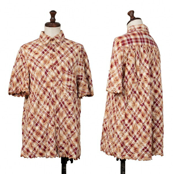 JPG by GAULTIER Botanical Print Short Button-Up Red Size 40