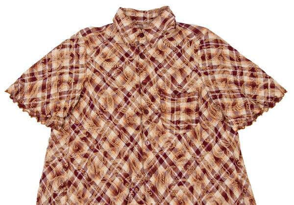 JPG by GAULTIER Botanical Print Short Button-Up Red Size 40