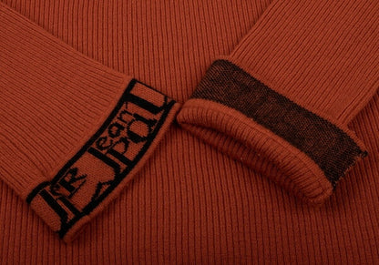 Jean Paul GAULTIER HOMME Logo Rib Sweater Orange Size 48