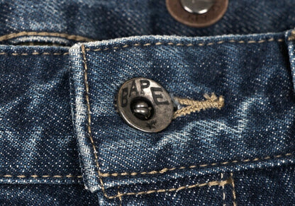 Bape A BATHING APE Embroidered Cinch Back Jeans Size M