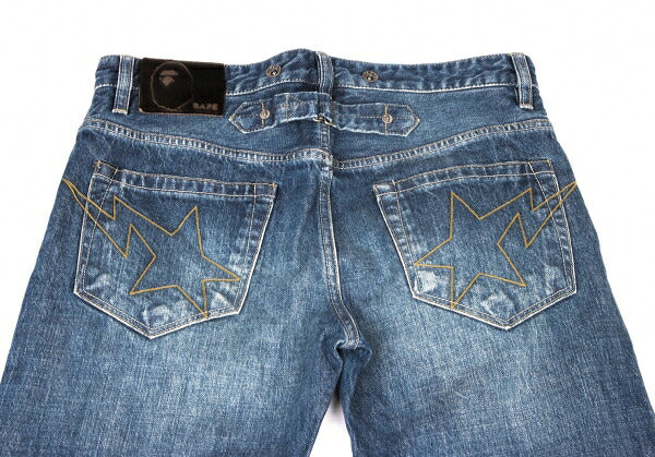 Bape A BATHING APE Embroidered Cinch Back Jeans Size M