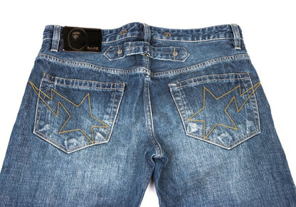 Bape A BATHING APE Embroidered Cinch Back Jeans Size M